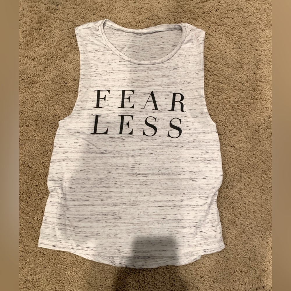 Fearless workout tank! Larger arm hole area, super cute on!